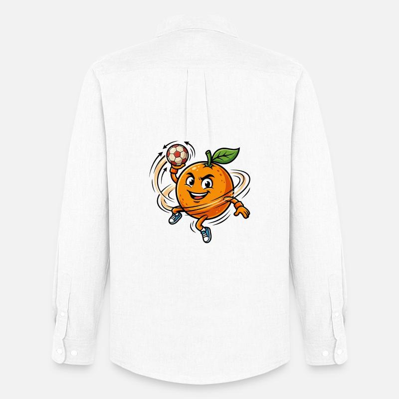 Lustige Handball Orange Maskottchen - Männer Oxford Hemd von Stanley/Stella - Weiß