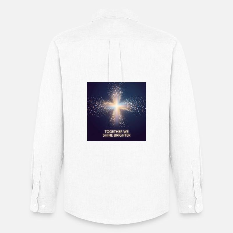 Lichtkreuz Gemeinsam Strahlen - Männer Oxford Hemd von Stanley/Stella - Weiß