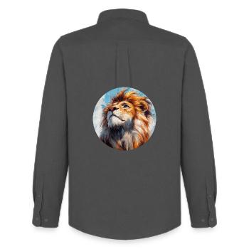 Design de Lion - Men's Oxford Shirt by Stanley/Stella - anthracite - Back - AI Model Male 185 dark (185cm)