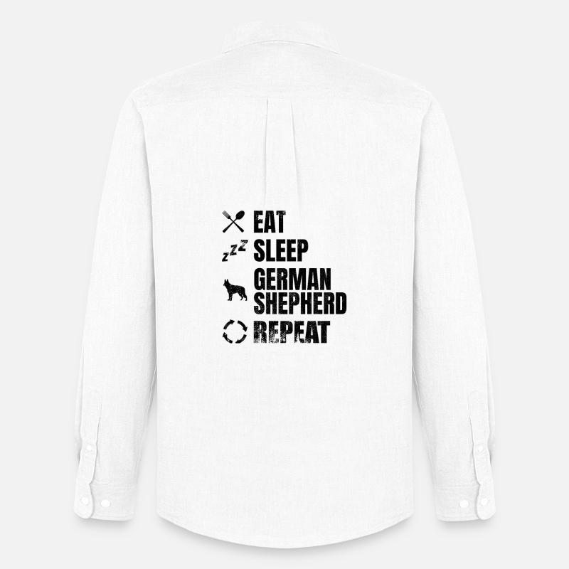 Eat Sleep German Shepherd Repeat - Männer Oxford Hemd von Stanley/Stella - Weiß