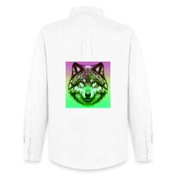 Wolf - Men's Oxford Shirt by Stanley/Stella - white - Back - AI Model Male 185 dark (185cm)