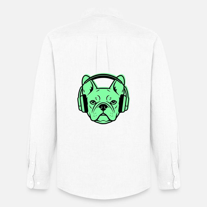 Frenchie DJ Kopfhörer Musik - Männer Oxford Hemd von Stanley/Stella - Weiß
