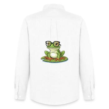 Grenouille Intelligente - Design Drôle avec Lunett - Chemise Oxford homme Stanley/Stella - blanc - Dos - AI Model Male 185 dark (185cm)
