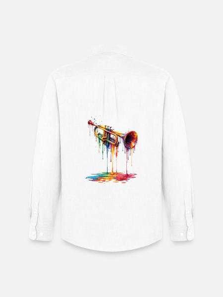 Trumpet with dripping paint - Men's Oxford Shirt by Stanley/Stella - white