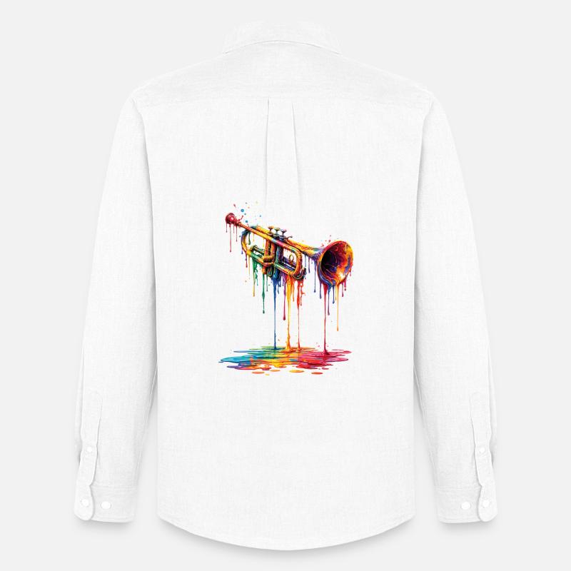 Trumpet with dripping paint - Men's Oxford Shirt by Stanley/Stella - white