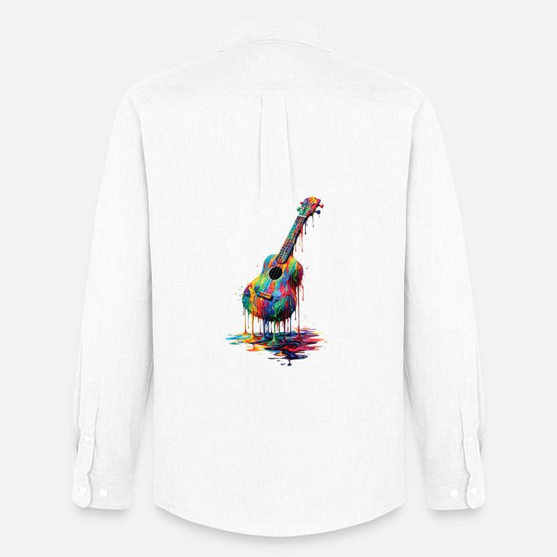 Ukulele mit tropfender Farbe - Männer Oxford Hemd von Stanley/Stella - Weiß