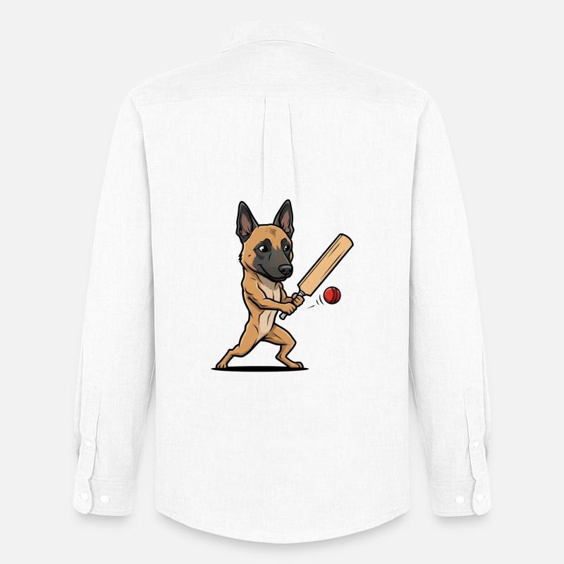 Cane malinois belga nel cricket - Stanley/Stella Camicia Oxford uomo - bianco