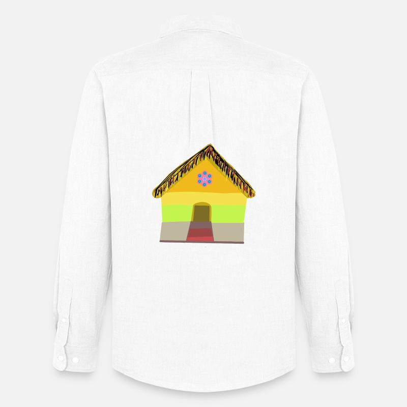 Buntes Dorfhaus mit Strohdach - Männer Oxford Hemd von Stanley/Stella - Weiß