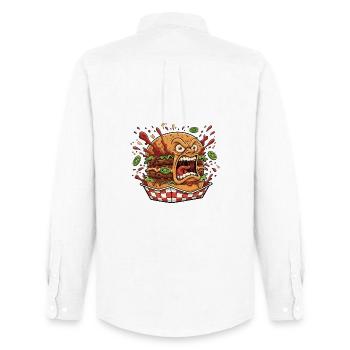 Wütender Burger Splash - Männer Oxford Hemd von Stanley/Stella - Weiß - Hinten - AI Model Male 185 dark (185cm)