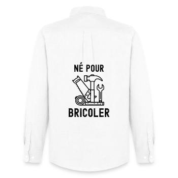 Né pour bricoler  - Chemise Oxford homme Stanley/Stella - blanc - Dos - AI Model Male 185 dark (185cm)