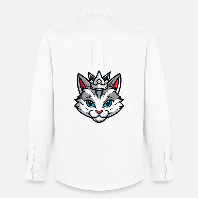 Katze Symbol Kopf Krone - Männer Oxford Hemd von Stanley/Stella - Weiß