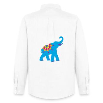 Elephant Blue Yoga Namaste Strength Decoration Indian Fan - Men's Oxford Shirt by Stanley/Stella - white - Back - AI Model Male 185 dark (185cm)