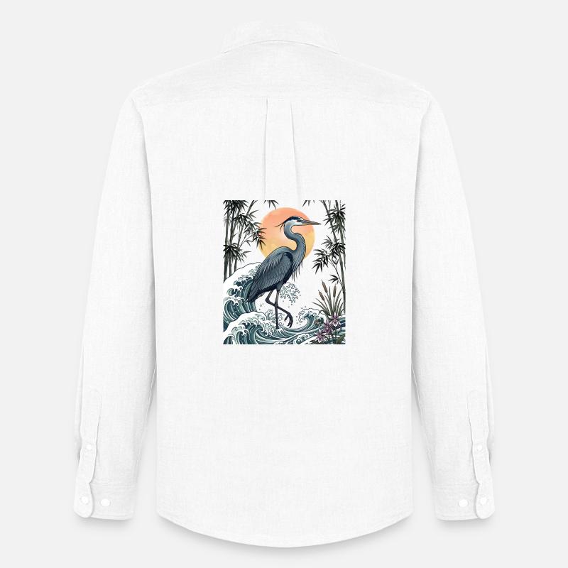 Große Blaureiher Great Wave Küstentierkunst - Männer Oxford Hemd von Stanley/Stella - Weiß