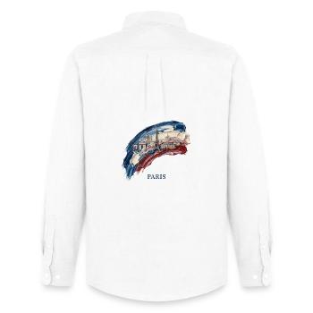 Paris Brushstroke Cityscape Flag - Men's Oxford Shirt by Stanley/Stella - white - Back - AI Model Male 185 dark (185cm)