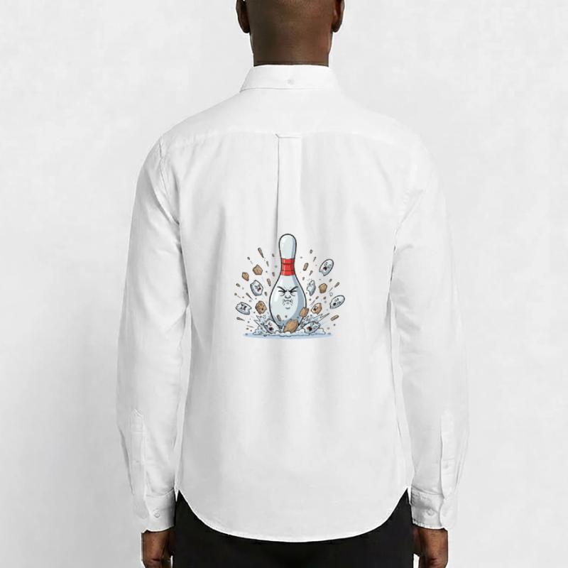 Exploding Bowling Pin Cartoon Men's Oxford Shirt by Stanley/Stella