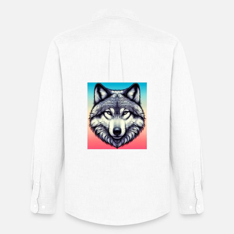 Wolf - Männer Oxford Hemd von Stanley/Stella - Weiß