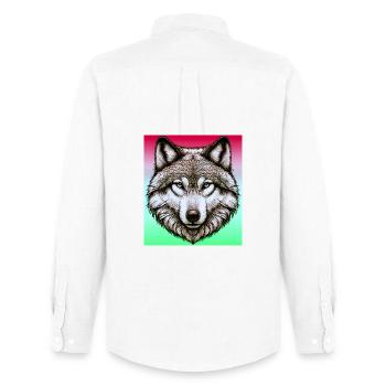 Wolf - Men's Oxford Shirt by Stanley/Stella - white - Back - AI Model Male 185 dark (185cm)
