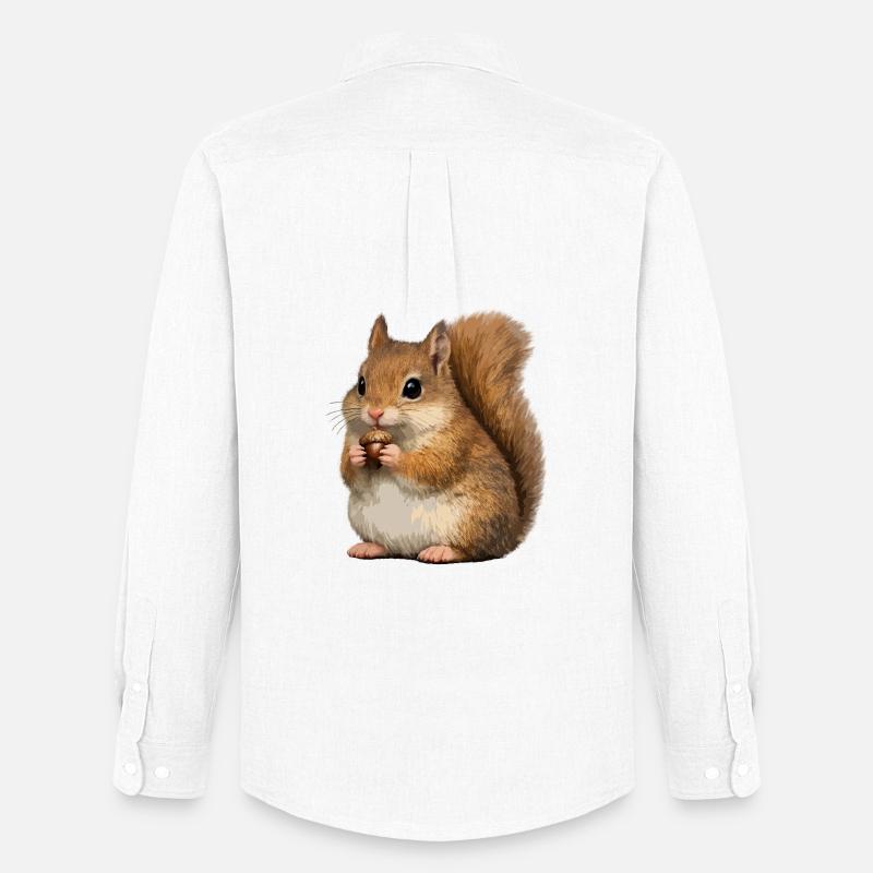Eichhörnchen mit Eichel - Männer Oxford Hemd von Stanley/Stella - Weiß