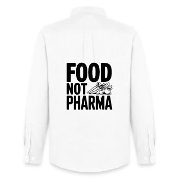 Food Not Pharma - Männer Oxford Hemd von Stanley/Stella - Weiß - Hinten - AI Model Male 185 dark (185cm)