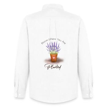 Bloom Where You Are Planted - Men's Oxford Shirt by Stanley/Stella - white - Back - AI Model Male 185 dark (185cm)