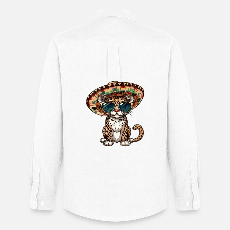 Leopard Comic Lustig Sombrero - Männer Oxford Hemd von Stanley/Stella - Weiß