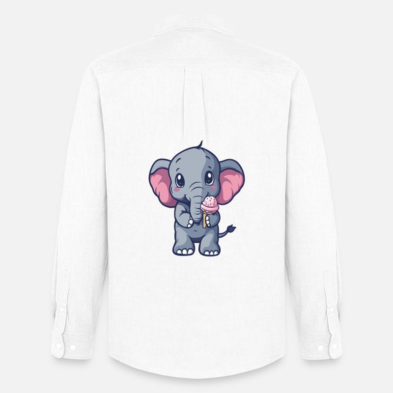 Kleiner Elefant Eiscreme Freund - Männer Oxford Hemd von Stanley/Stella - Weiß