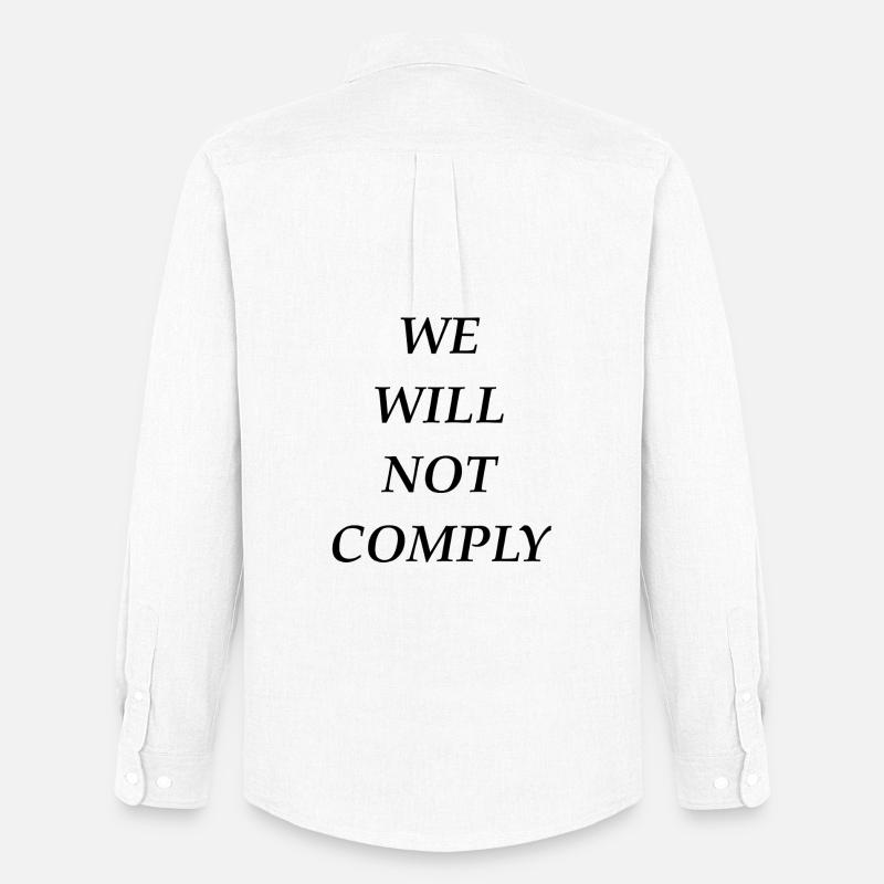 we_will_not_comply_blk - Männer Oxford Hemd von Stanley/Stella - Weiß