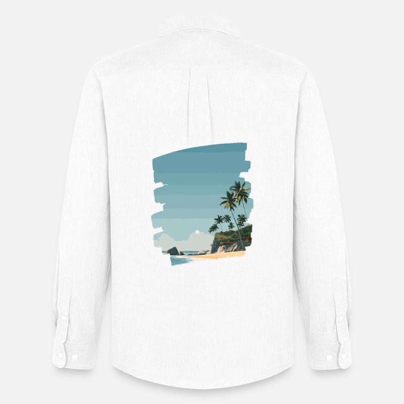 Sonnenuntergangsstrand mit Palmen - Männer Oxford Hemd von Stanley/Stella - Weiß