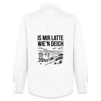 Mir Latte wie Deich Lustiger Norddeutsch Spruch - Männer Oxford Hemd von Stanley/Stella - Weiß - Hinten - AI Model Male 185 dark (185cm)