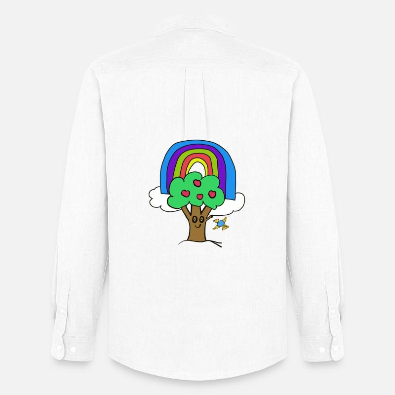 Regenbogen Apfelbaum Vogel Kinder - Männer Oxford Hemd von Stanley/Stella - Weiß