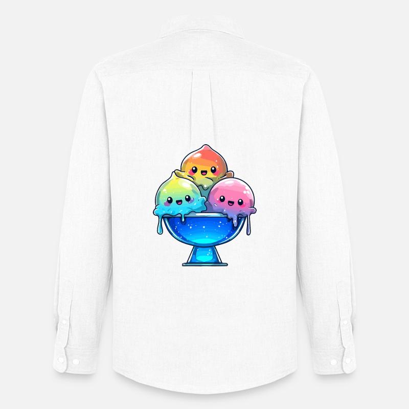 Regenbogen Eis-Trio in Schale - Männer Oxford Hemd von Stanley/Stella - Weiß