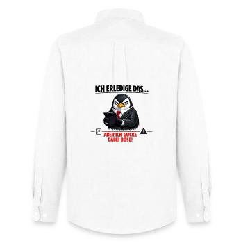 Pinguin Ich mach das aber ich gucke dabei böse - Männer Oxford Hemd von Stanley/Stella - Weiß - Hinten - AI Model Male 185 dark (185cm)
