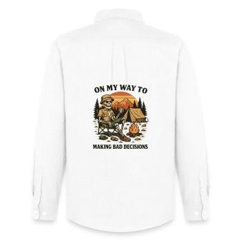 Camping Humor On My Way To Making Bad Decisions - Men's Oxford Shirt by Stanley/Stella - white - Back - AI Model Male 185 dark (185cm)
