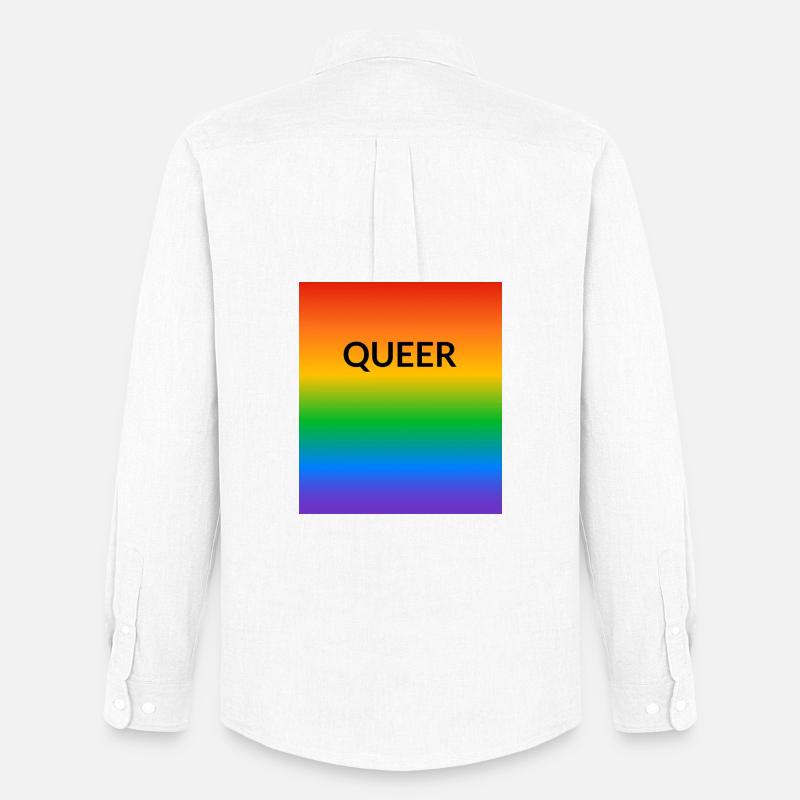 Queer Pride Gradient - Männer Oxford Hemd von Stanley/Stella - Weiß