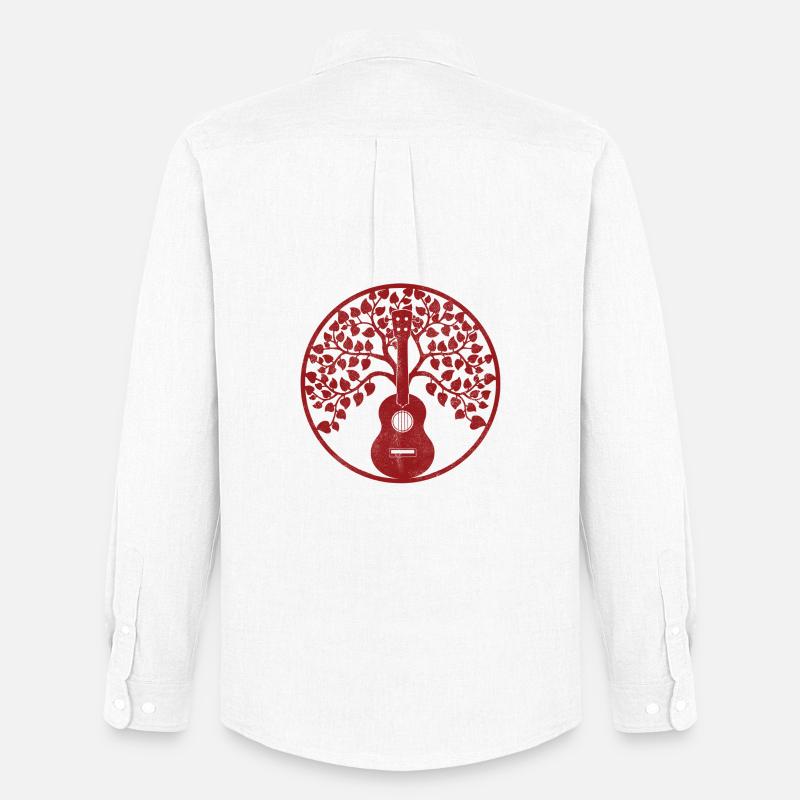 Ukulele tree mandala red - Männer Oxford Hemd von Stanley/Stella - Weiß