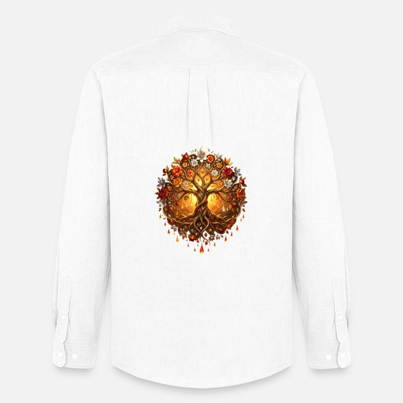 Feuerbaum in Mandala - Männer Oxford Hemd von Stanley/Stella - Weiß