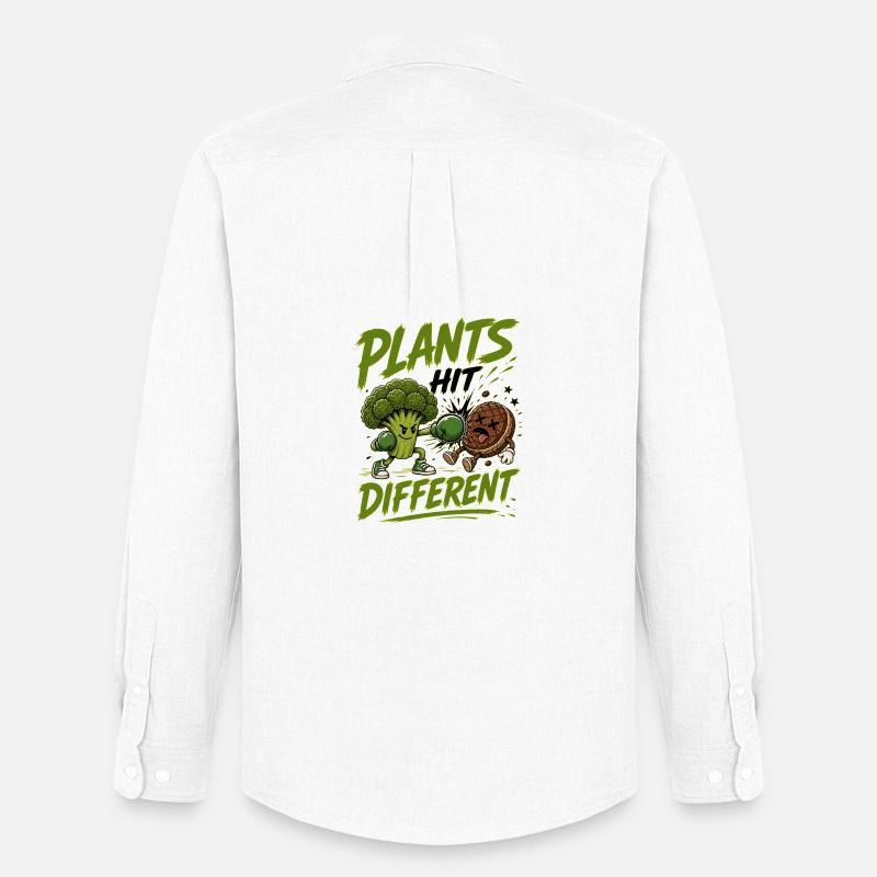 Plants Hit Different - Lustig Veggie/Vegan Design - Männer Oxford Hemd von Stanley/Stella - Weiß