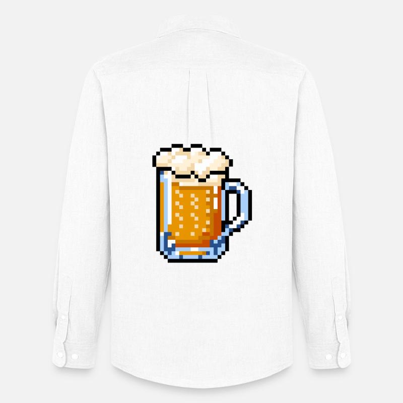 Bierglas Pixel Art – Retro Bier Design - Männer Oxford Hemd von Stanley/Stella - Weiß