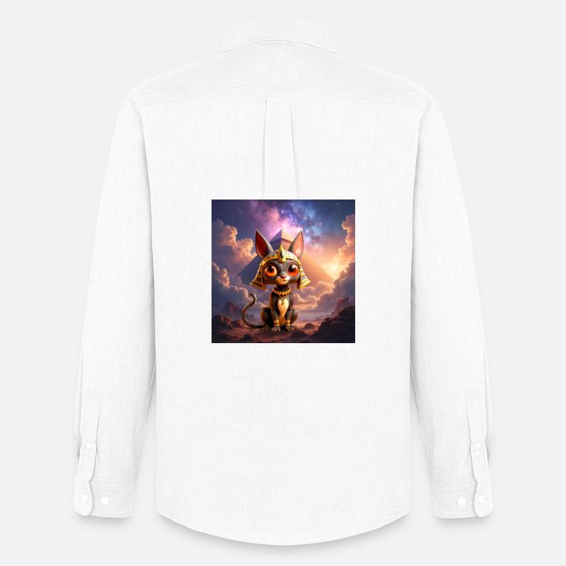 Pharaon Cat devant la pyramide - Chemise Oxford homme Stanley/Stella - blanc