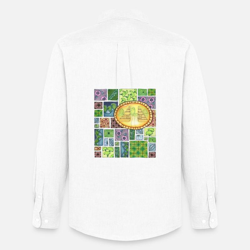 Bali temple on pattern patchwork - Männer Oxford Hemd von Stanley/Stella - Weiß
