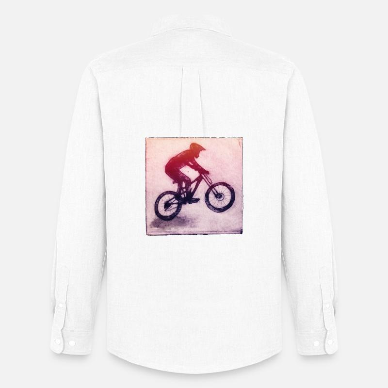 Mountainbiker - handgeschnitzte Druckvorlage - Männer Oxford Hemd von Stanley/Stella - Weiß