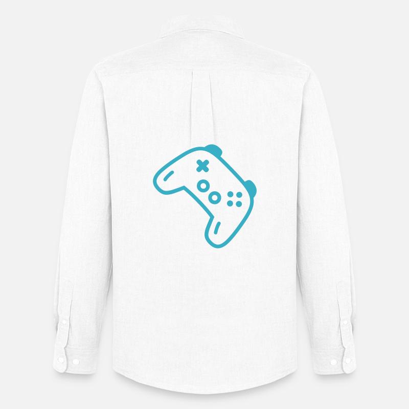 Türkise Controller-Silhouette - Männer Oxford Hemd von Stanley/Stella - Weiß
