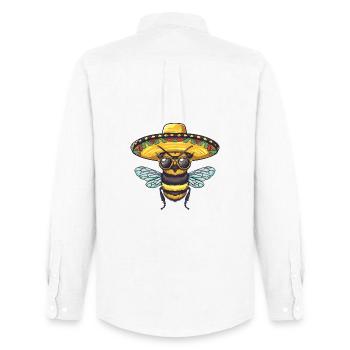 Biene Lustig Sombrero - Männer Oxford Hemd von Stanley/Stella - Weiß - Hinten - AI Model Male 185 dark (185cm)