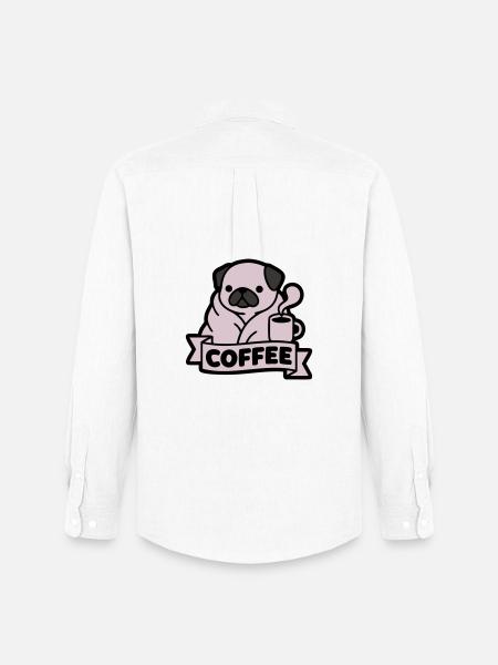 Mops Kaffee Morgenmuffel Banner - Männer Oxford Hemd von Stanley/Stella - Weiß