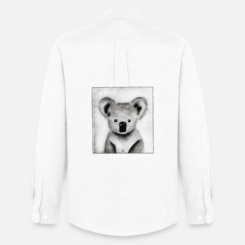 Koala schwarz-weiß - handgeschnitzte Druckvorlage - Männer Oxford Hemd von Stanley/Stella - Weiß