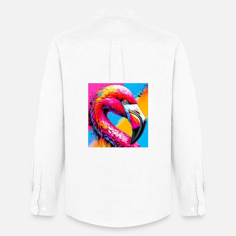 Flamingo - Männer Oxford Hemd von Stanley/Stella - Weiß