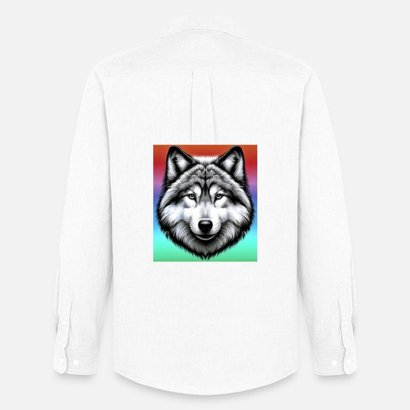Wolf - Männer Oxford Hemd von Stanley/Stella - Weiß