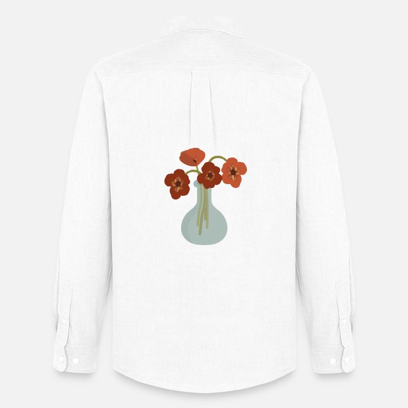 Rote Mohnvase Floral - Männer Oxford Hemd von Stanley/Stella - Weiß