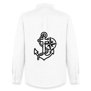 Anchor Wind Rose Maritime Logo - Men's Oxford Shirt by Stanley/Stella - white - Back - AI Model Male 185 dark (185cm)