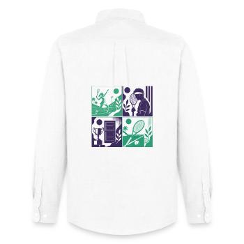 TENNIS WORLD - IA WB générée - Chemise Oxford homme Stanley/Stella - blanc - Dos - AI Model Male 185 dark (185cm)